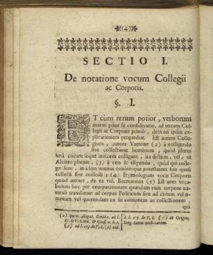 Sectio I. - Sectio IX.