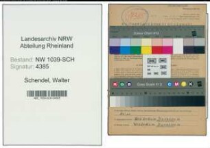Entnazifizierung Walter Schendel , geb. 07.01.1904 (Schlosser)