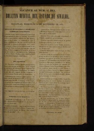 Alcance Al Num. 47 del Boletin Oficial del Estado de Sinaloa