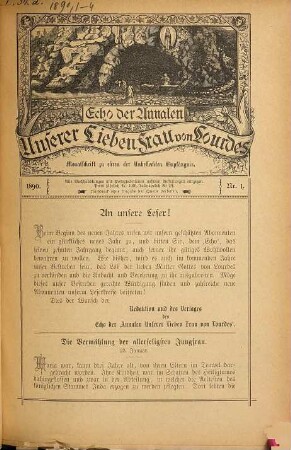 Echo der Annalen U.l.F. von Lourdes : Monatschr. zu Ehren d. unbefleckten Empfängnis. 10. 1890