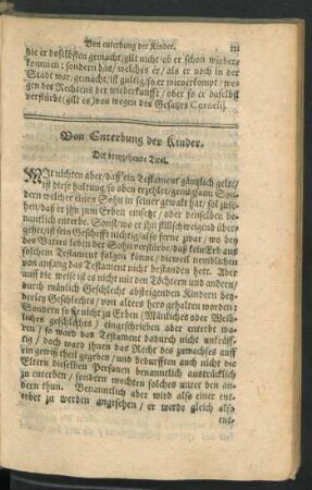 Von Enterbung der Kinder. Der dreyzehende Titel.