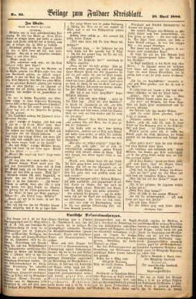 Zweite Ausgabe vom Samstag, den 10. April 1880.