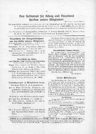Verzeichnis der Kriegsteilnehmer aus der Reihe unserer Mitglieder