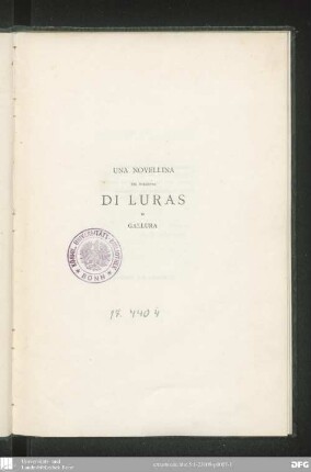 Una Novellina nel dialetto di Luras in Gallura