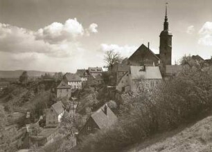 Dohna. Stadtansicht von Westen mit Kirche