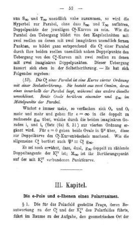III, Kapitel. - Die e-Pole und e-Ebenen eines Polarraumes.