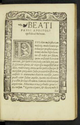 Beati Pauli Apostoli epistola ad Hebraeos.