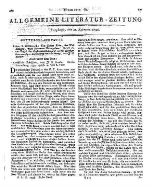 Magazin für die Naturkunde und Ökonomie Meklenburgs. Bd. 2. Hrsg. von A. C. Siemssen. Schwerin [u.a.]: Bärensprung 1795 Mehr nicht erschienen