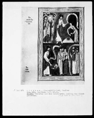 Psalterium mit Kalendarium — Bildseite mit zwei Miniaturen, Folio 69verso