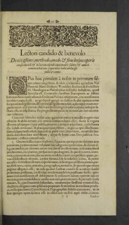 Lectori candido & benevolo