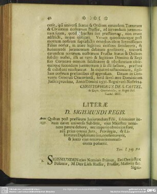 Literae D. Sigismundi Regis ... Tom. I. pag. 514.