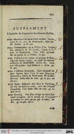 Supplement à l’article du Capitaine Guillaume Baillie