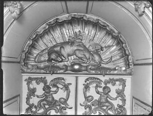 Potsdam, Neues Palais, Obere Fürstenquartier, Jagdkammer, R.: 259, Nordwand, Tür zum oberen Konzertzimmer.