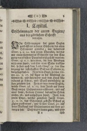 I. Capitul. Erscheinungen der guten Englen / aus der göttlichen Schrifft bewiesen.