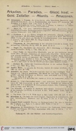 Arkadien. - Paradies. - Glückl. Insel. - Gold. Zeitalter. - Atlantis. - Amazonen. (Nr. 970 - 1129)