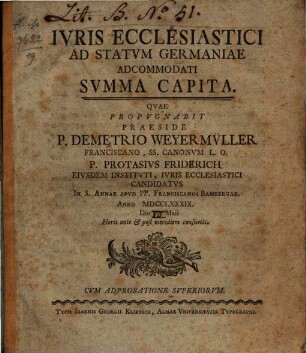 Iuris ecclesiastici ad statum Germaniae accommodati summa capita