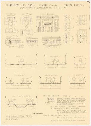 Neugestaltung Berlin, Selchow, Rotberg: 7 Straßenprofile 1:250, 13 Bauelemente 1:1000, Erläuterungen
