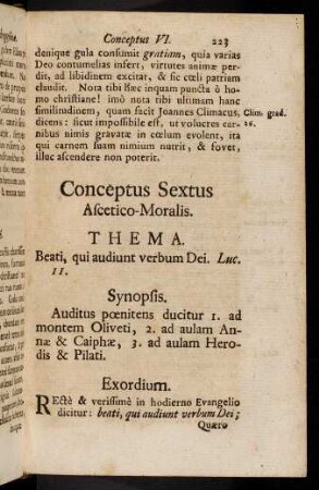 223-235, Conceptus Sextus. Ascetico-Moralis.