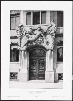 Wohnhaus Reichbachstraße, Dresden: Ansicht, Detail (aus: Moderne Neubauten, 4.Jg., 1898ff, hrsg. W. Kick)