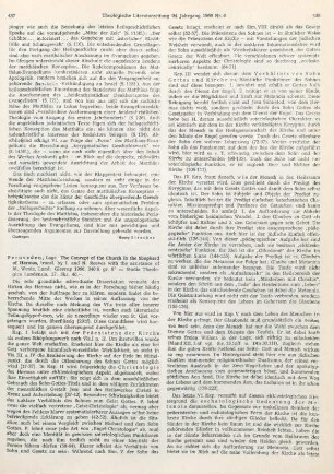 437-439 [Rezension] Pernveden, Lage, The Concept of the church in The Shepherd of Hermas
