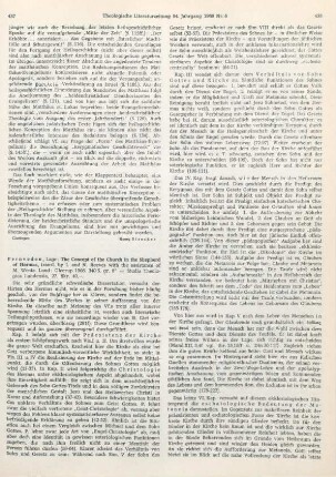 437-439 [Rezension] Pernveden, Lage, The Concept of the church in The Shepherd of Hermas