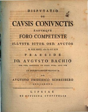 Disp. de causis coniunctis, earumque foro competente