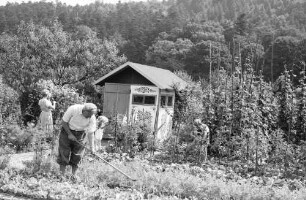 Freiburg: Familie arbeitet im Schrebergarten