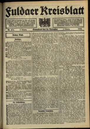 Dritte Ausgabe vom Samstag, den 26. November 1910.