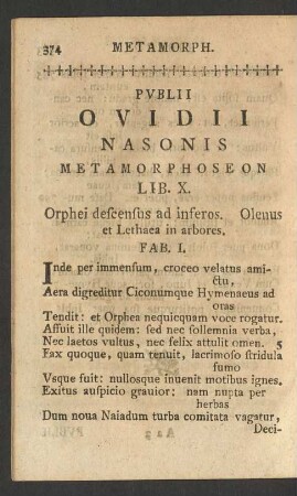 Lib. X. Orphei descensus ad inferos. ...
