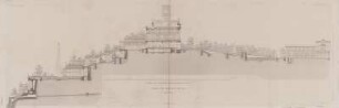 Ansicht von Schloss Albrechtsberg bei Dresden, Farblithogr., 1856 : Querdurchschnitt / Walter gest.. - Berlin : Ernst & Korn , 1856. - 1 Aufriss : Stich