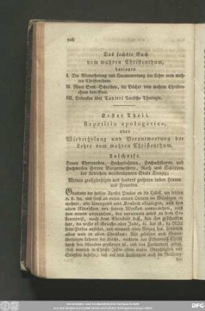 Das sechste Buch vom wahren Christenthum, darinnen I. Die Wiederholung und Verantwortung der Lehre vom wahren Christenthum. II. Neun Send-Schreiben, die Bücher vom wahren Christenthum betreffend. III. Bedenken über Tauleri Teutsche Theologie.