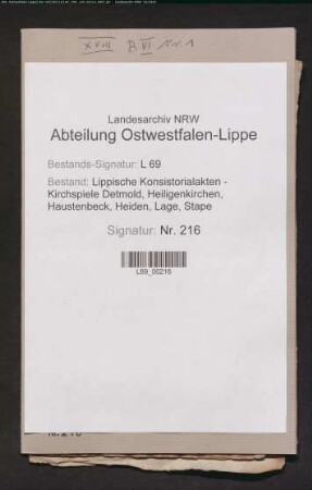 Einkünfte und Besitzungen der Pastorei - Register der Pfarreinkünfte - Sal- und Lagerbuch