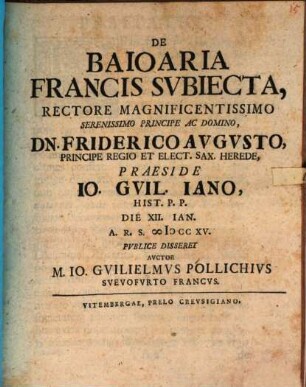 De Baioaria Francis Svbiecta