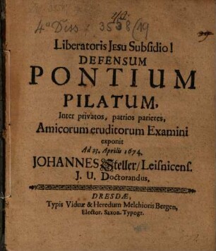 Defensus Pontius Pilatus