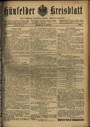 Ausgabe vom Samstag, den 15. September 1917.