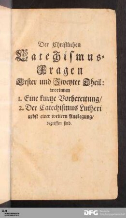 [Titelblatt zum Ersten und Zweyten Theil]