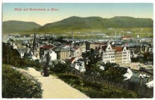 Bodenbach. Blick auf Bodenbach mit Stadtkirche und Bürgerschule : Bodenbach. Blick auf Bodenbach mit evangelischer Kirche (1881-1884; Gotthilf Ludwig Möckel) und Mädchen-Volks- und Bürgerschule (1910)