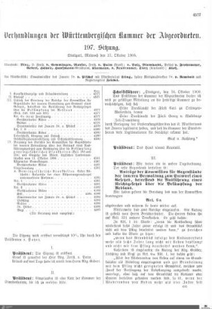 197. Sitzung, Stuttgart, 17.10.1906