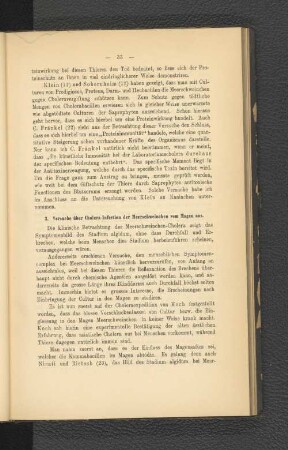 3. Versuch über Cholera-Infection der Meerschweinchen vom Magen aus.