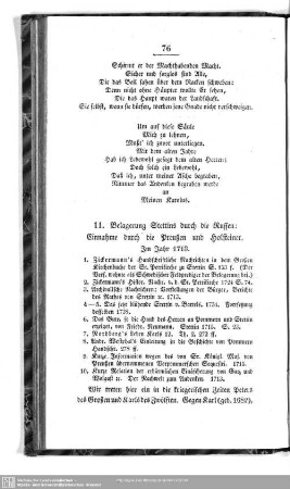11. Belagerung Stettins durch die Russen. Einnahme durch die Preußen und Holsteiner. Im Jahr 1713