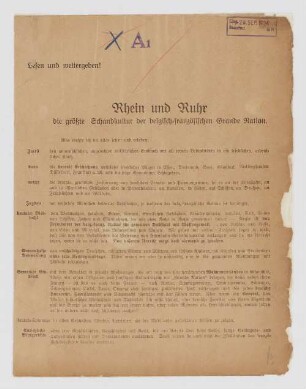 "Rhein und Ruhr die größte Schandkultur der belgisch-französischen Grande Nation."