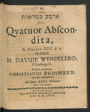 [...] sive Quatuor Abscondita : Ex Proverb. XXX.18. 19.