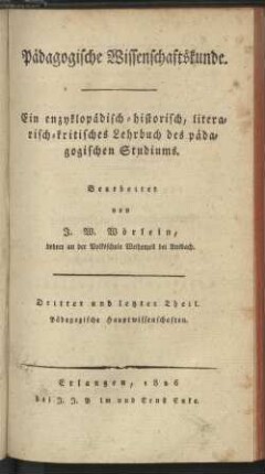 3: Pädagogische Hauptwissenschaften