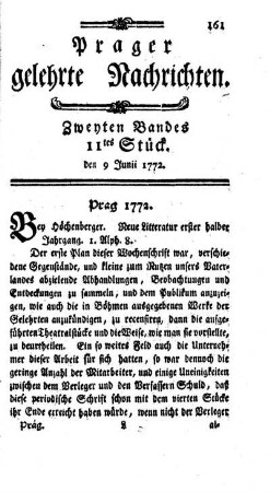 Zweyten Bandes 11tes Stück. den 9 Junii 1772.