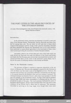 The Port Cities In The Arab Provinces Of The Ottoman Empire