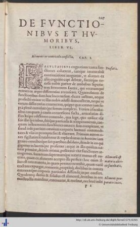 Liber VI. De Functionibus Et Humoribus.