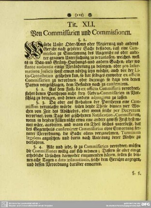 Tit. XLI. Von Commissarien und Commissionen
