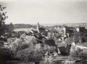Nossen, Pfarrkirche : Nossen. Stadtansicht von Südwesten mit Pfarrkirche und Schloss