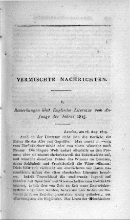 Bemerkungen über Englische Literatur von Anfange des Jahres 1815