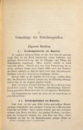 Grundzüge der Erziehungs- und Unterrichtslehre : zunächst für Seminaristen und angehende Lehrer